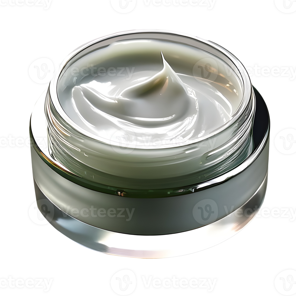 White Facial Cream glass Pot on a transparent background png