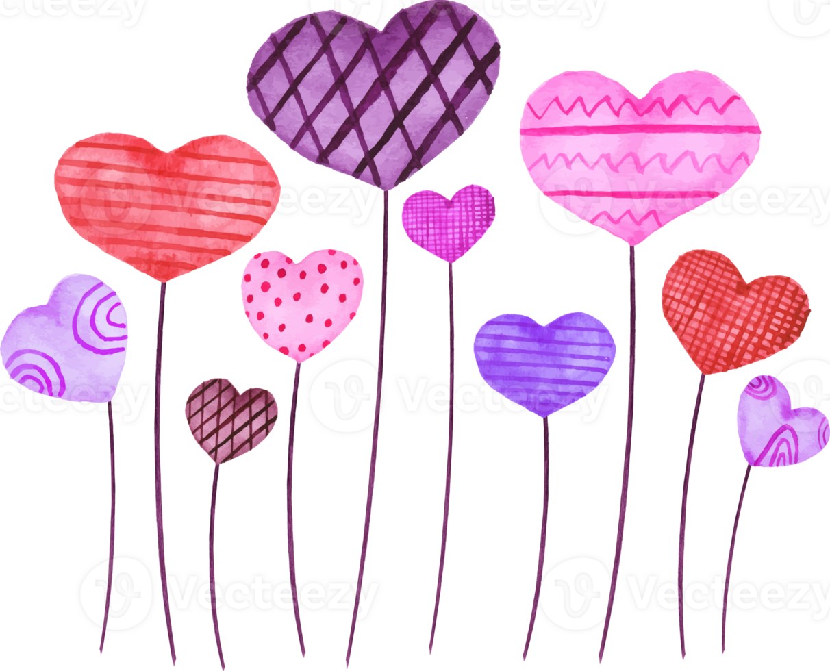 a group of hearts with different colors and patterns png