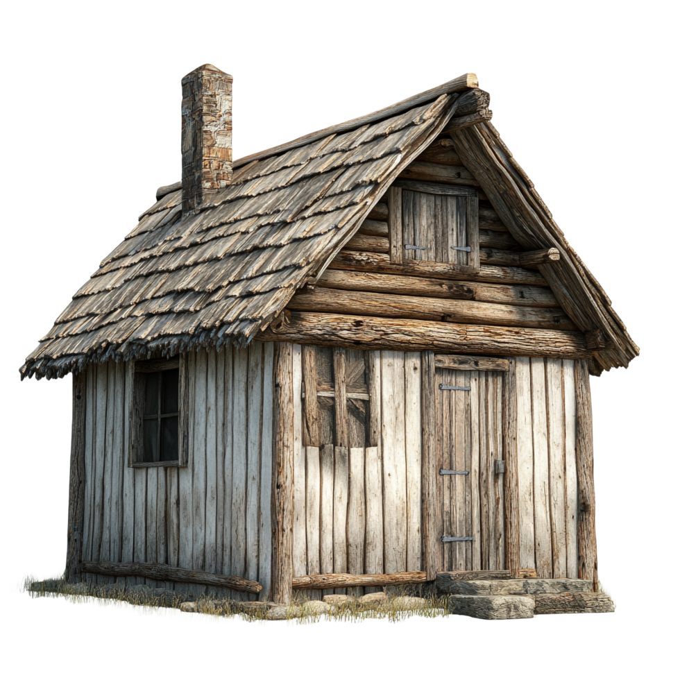 A small wooden house with a chimney png