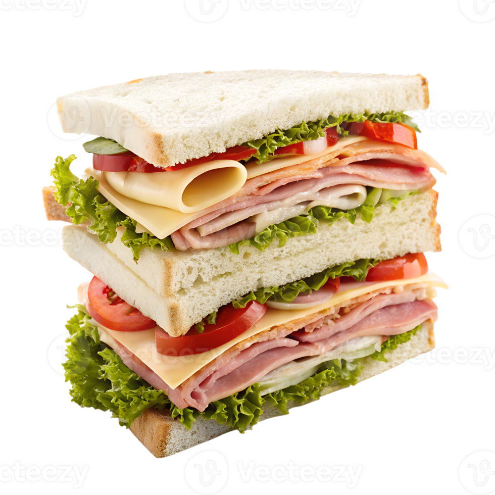 classic club sandwich with layers high-quality transparent image, ideal for menus, food concepts, png