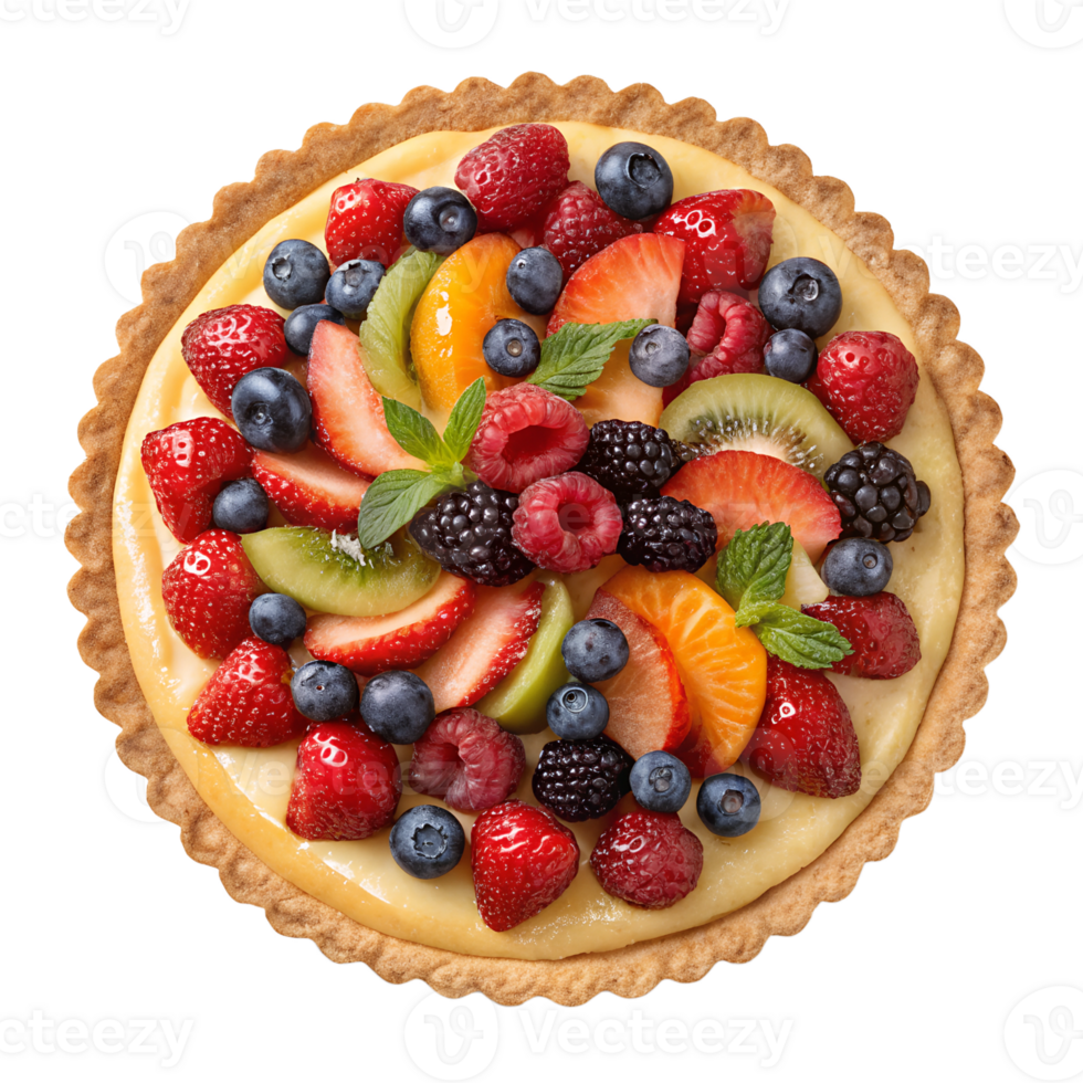 freshly baked fruit tart high-quality transparent image, ideal for menus, food concepts, png