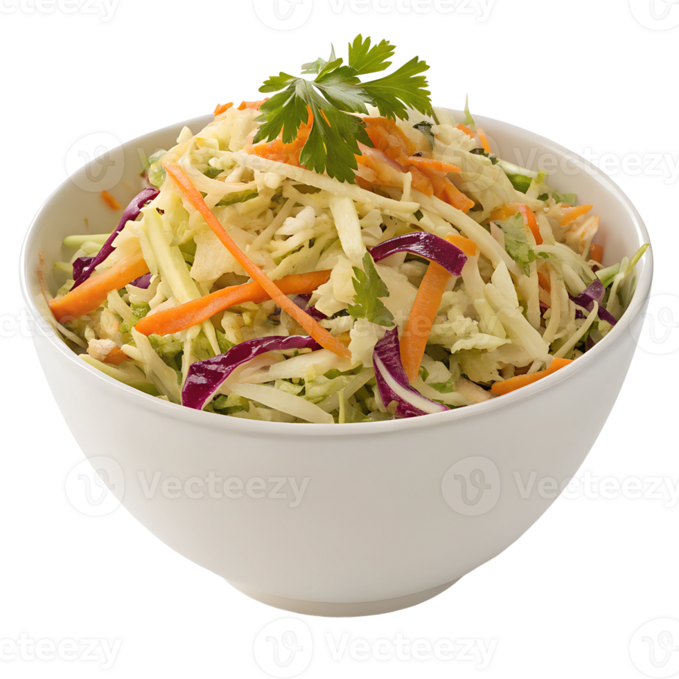 bowl of crunchy coleslaw high-quality transparent image, ideal for menus, food concepts, png