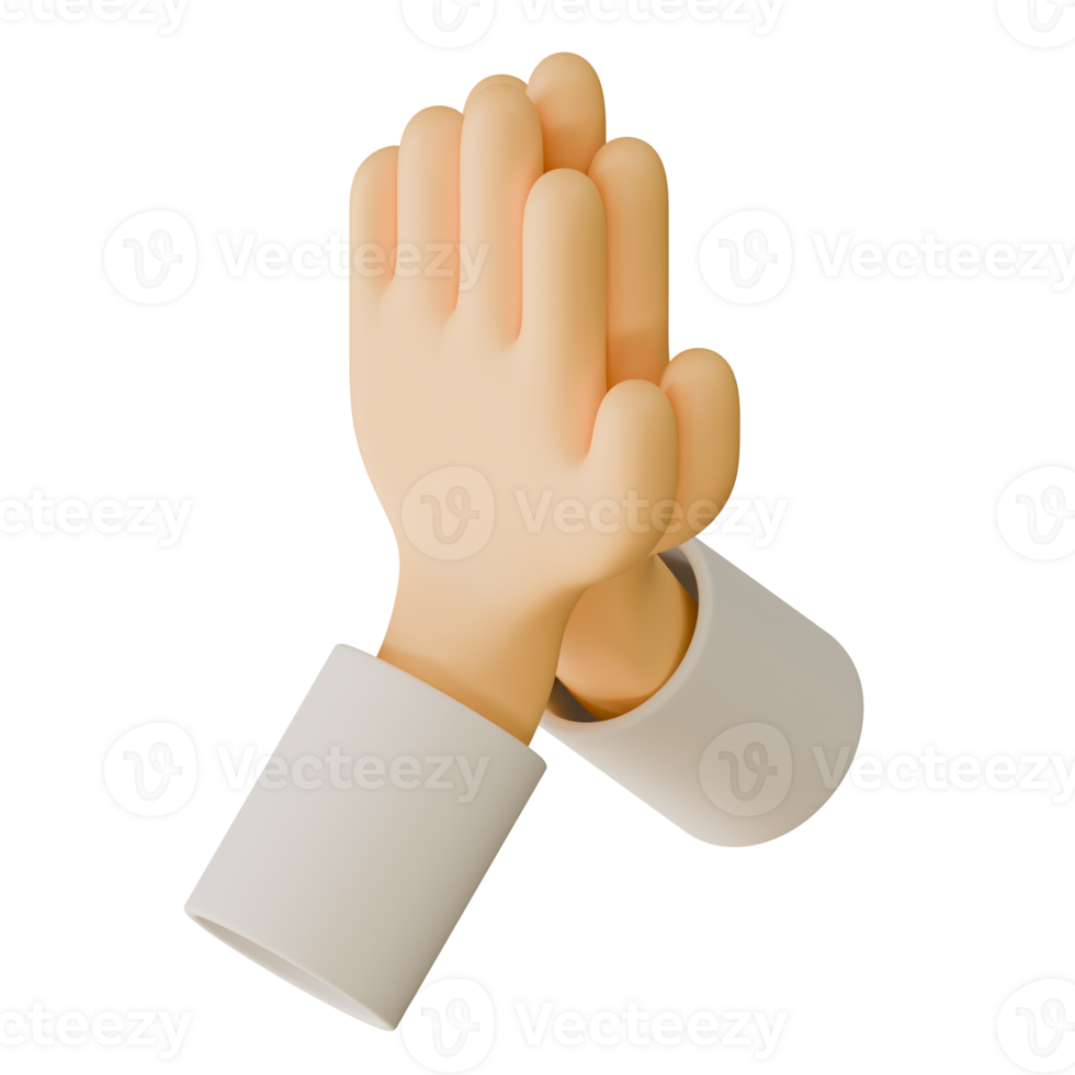 Namaste Hand 3D Render Design Element Top Rear View png