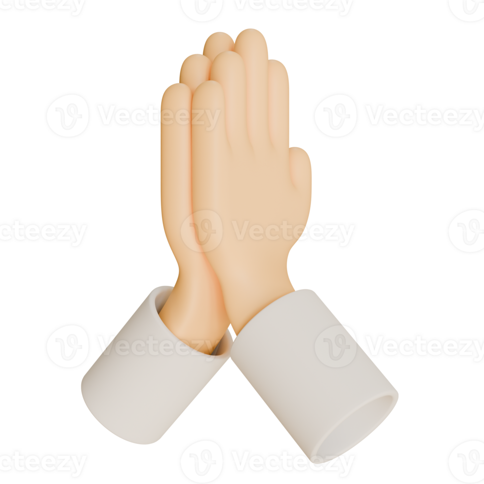 Namaste Hand 3D Render Design Element Right View png