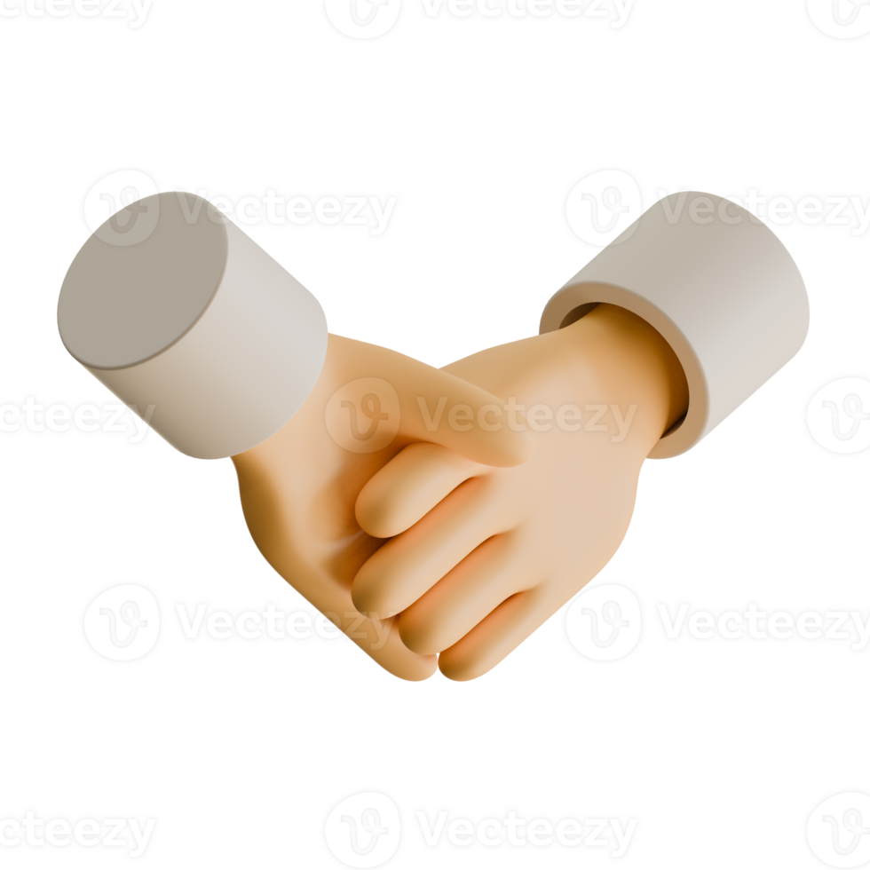 Shake Hand 3D Render Design Element Left View png