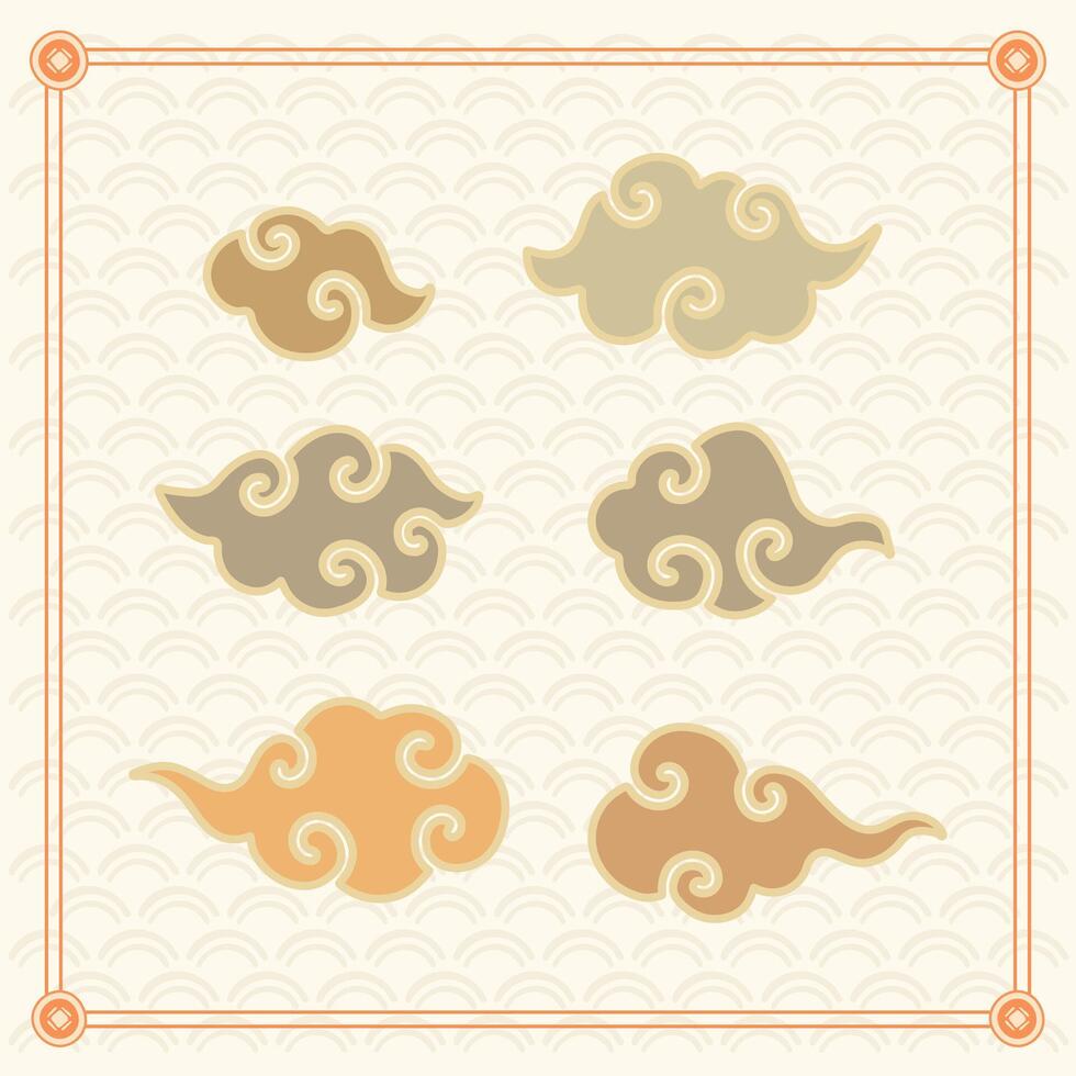 Set of Chinese Cloud Illustration vector