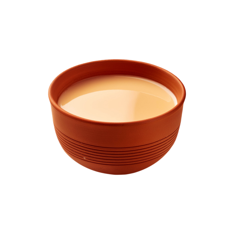 Clay cup of milk tea on transparent background png