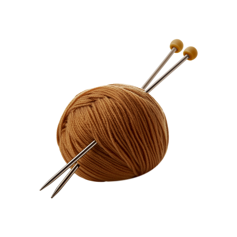 Knitted wool with needle on transparent background png