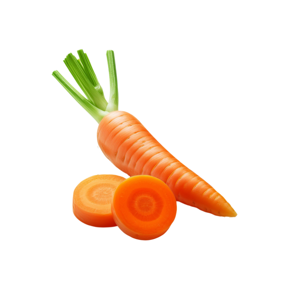 Whole carrot with slices on transparent background png