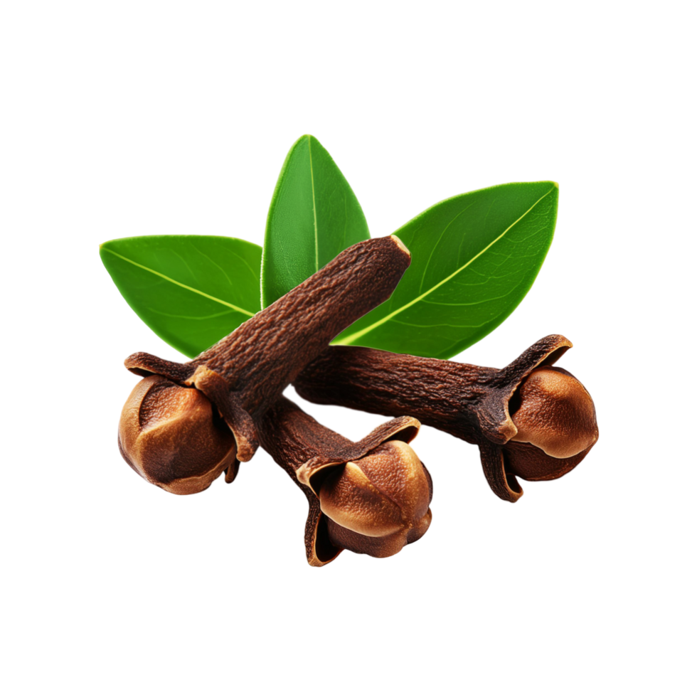 Clove cooking spice with leaf on transparent background png