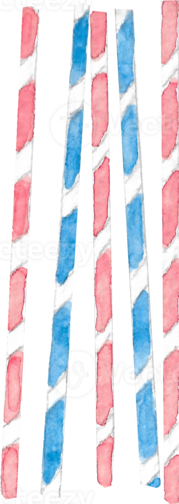 Candy Stick in red white and blue white by hand drawn and hand painted in watercolor real fine art png