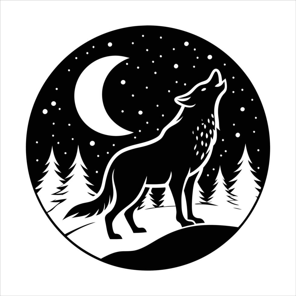 Shiba Inu Dog Howling the Moon vector