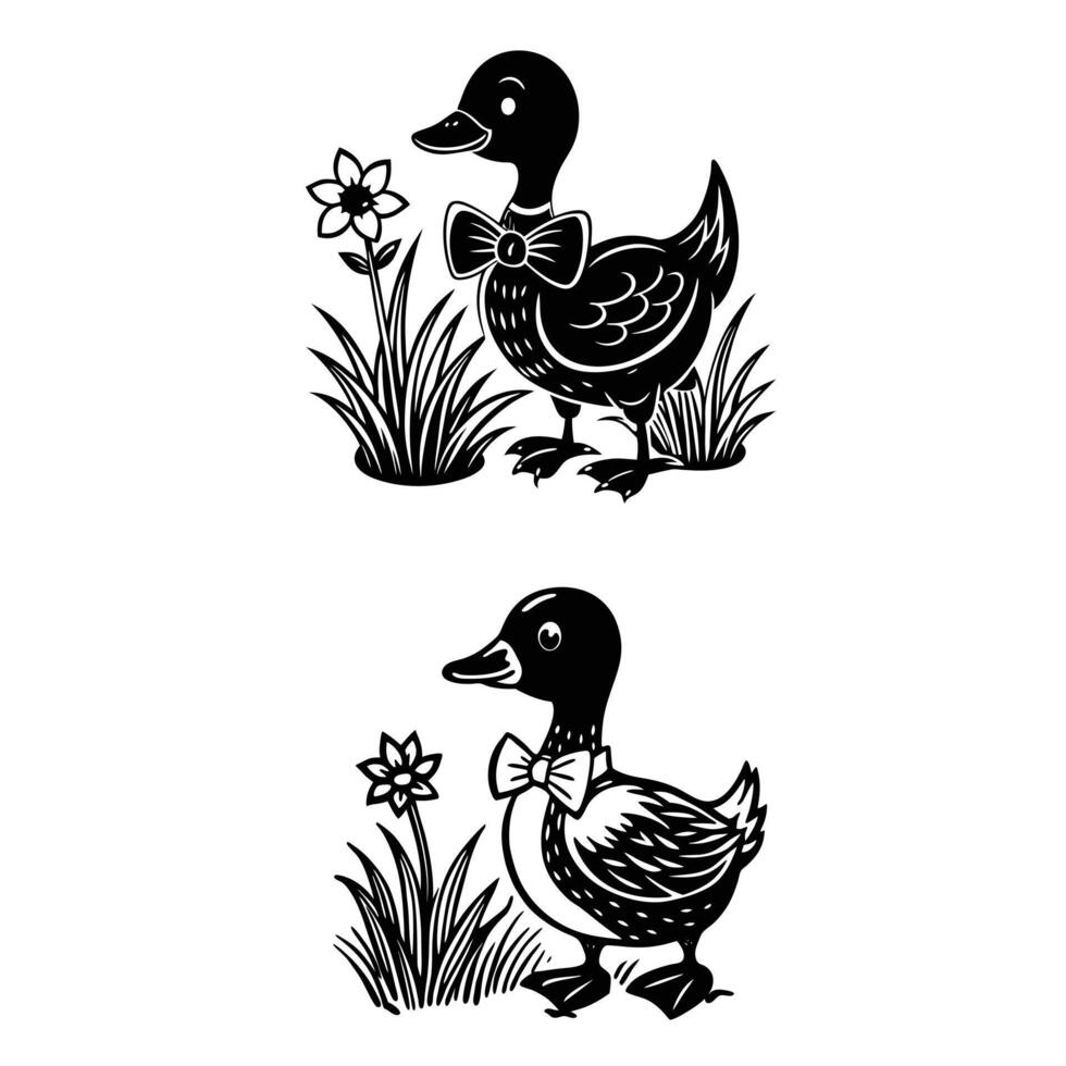 Duck With Bow Tie Vectors