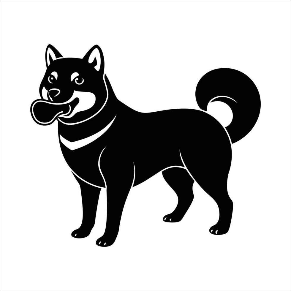 Cute Shiba Inu With Bone Vectors