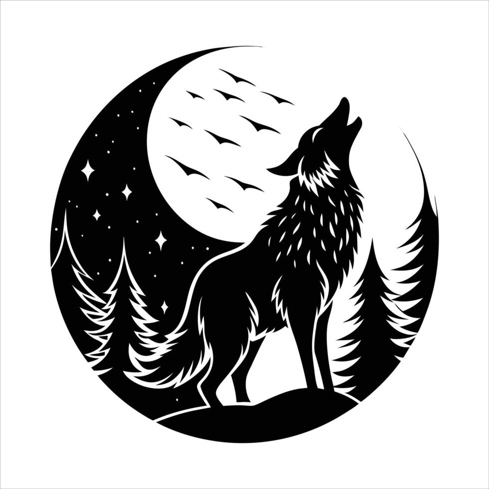 Cute Samoyed Howling the Moon vector