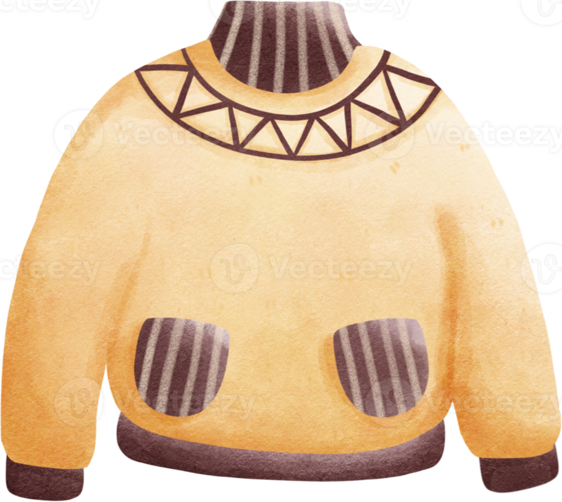 a sweater with a brown and yellow design png