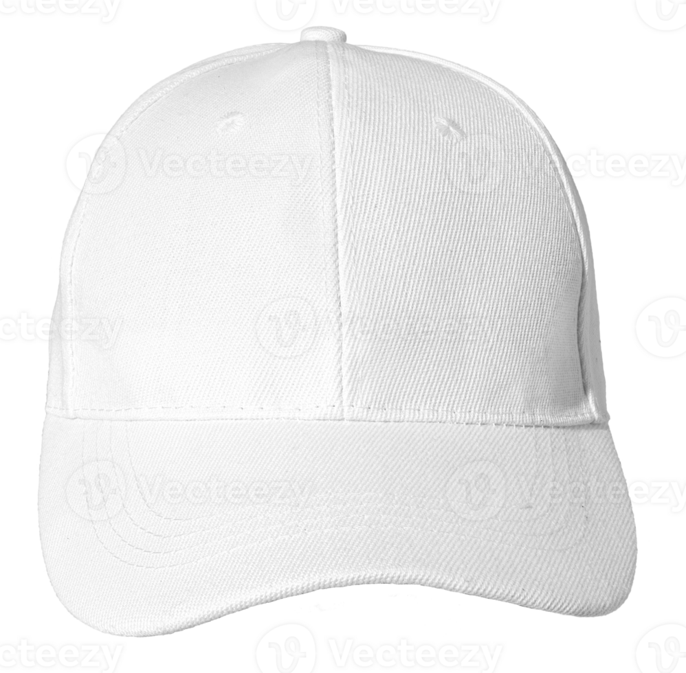 Front view of Blank white baseball cap isolated on transparent background. Template Mock up png