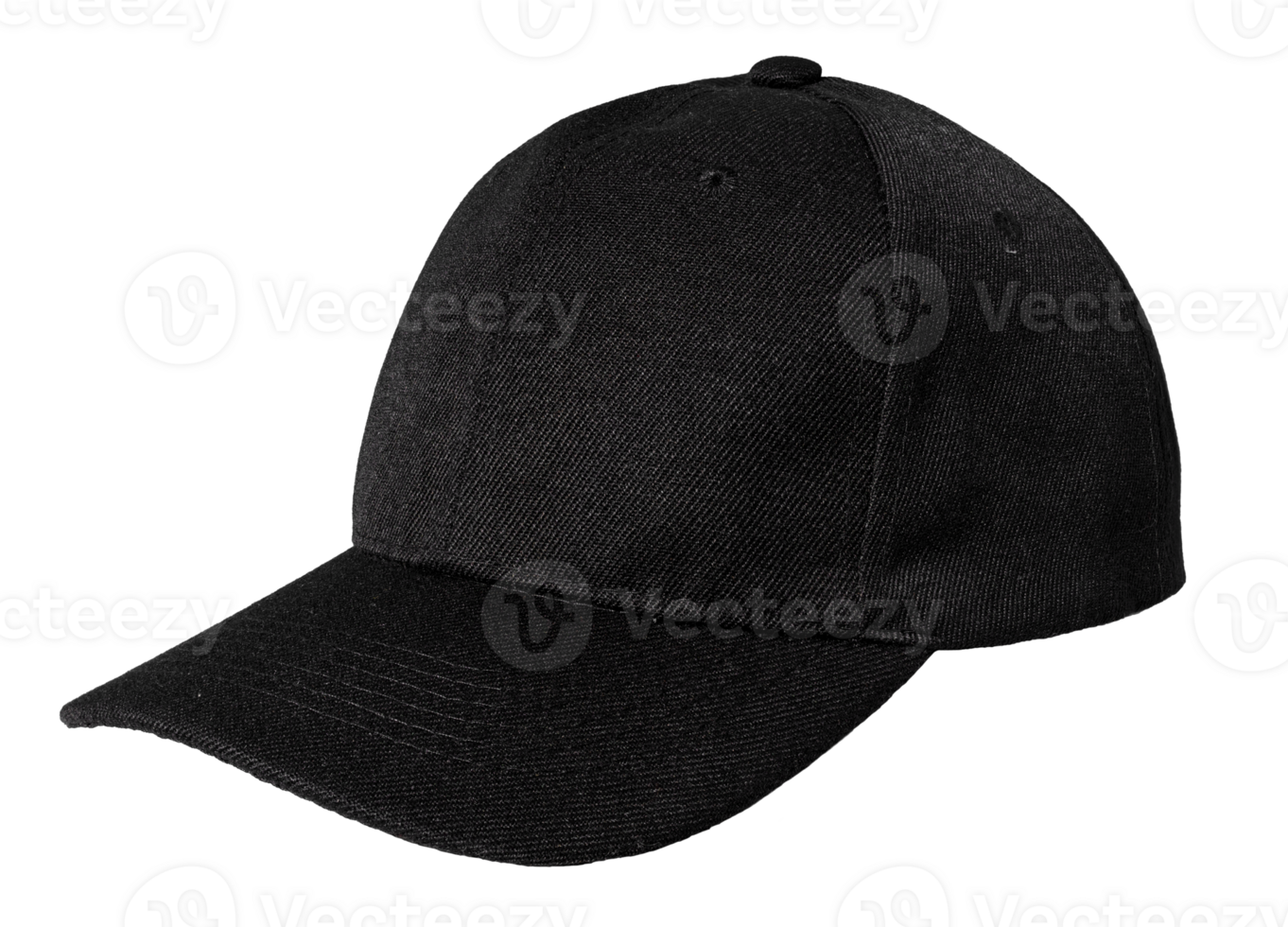 Side view of Blank black baseball cap isolated on transparent background. Template Mock up png