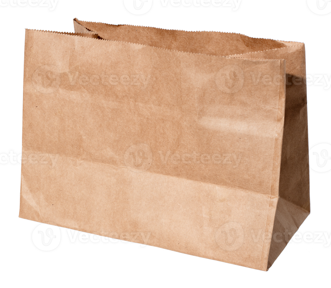 Blank Small handless paper bag for food isolated on transparent background. Template mockup png