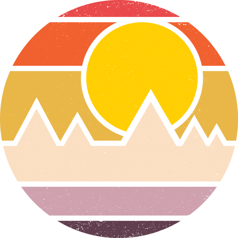 Retro Sunset Mountains Colorful png