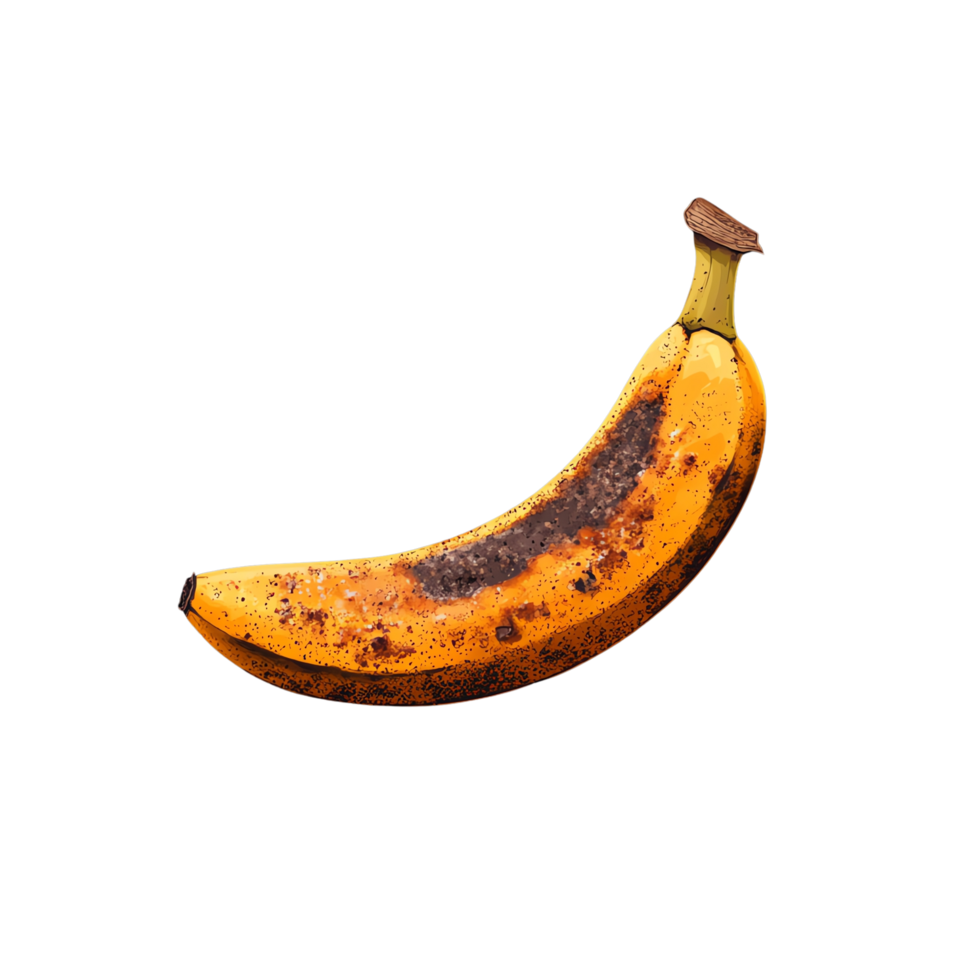 Ripe banana with spots, isolate background png