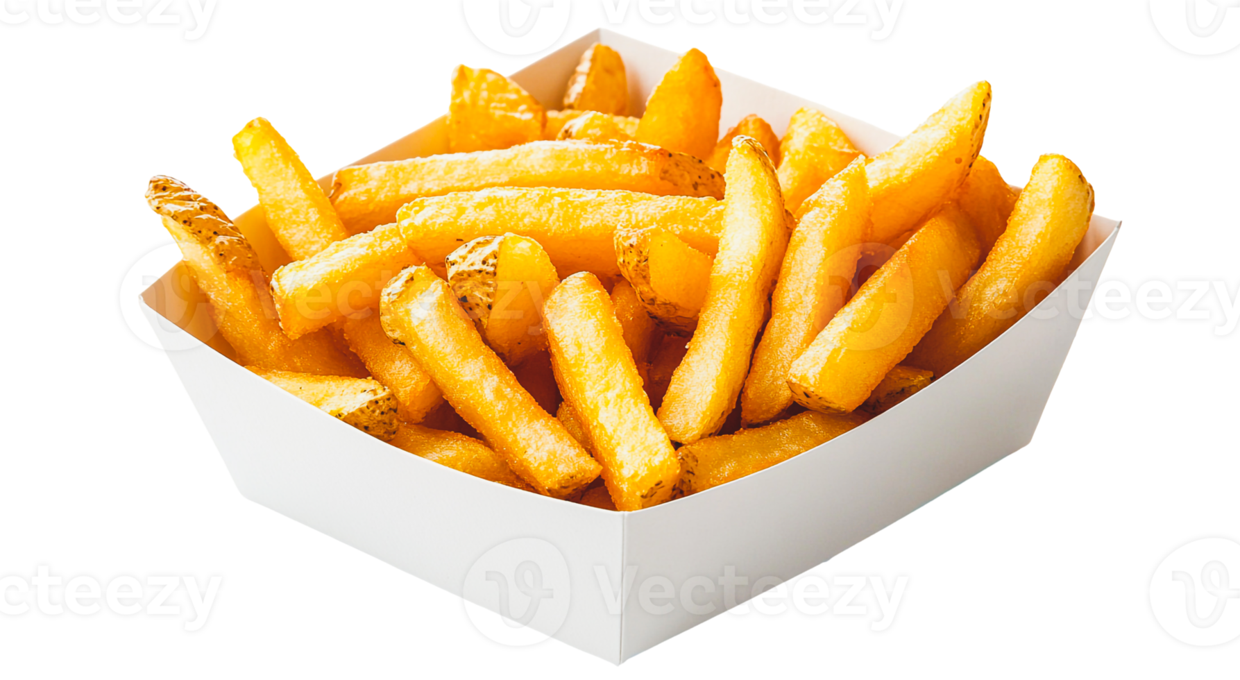A paper box filled with hot, crispy French fries png