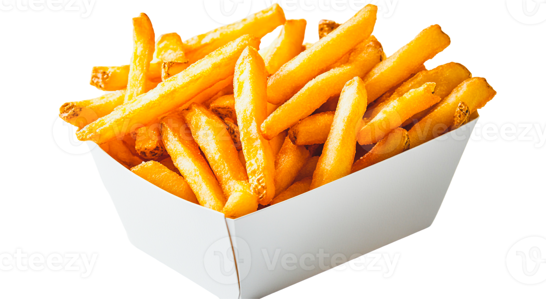 Crispy French fries served in a classic paper box png