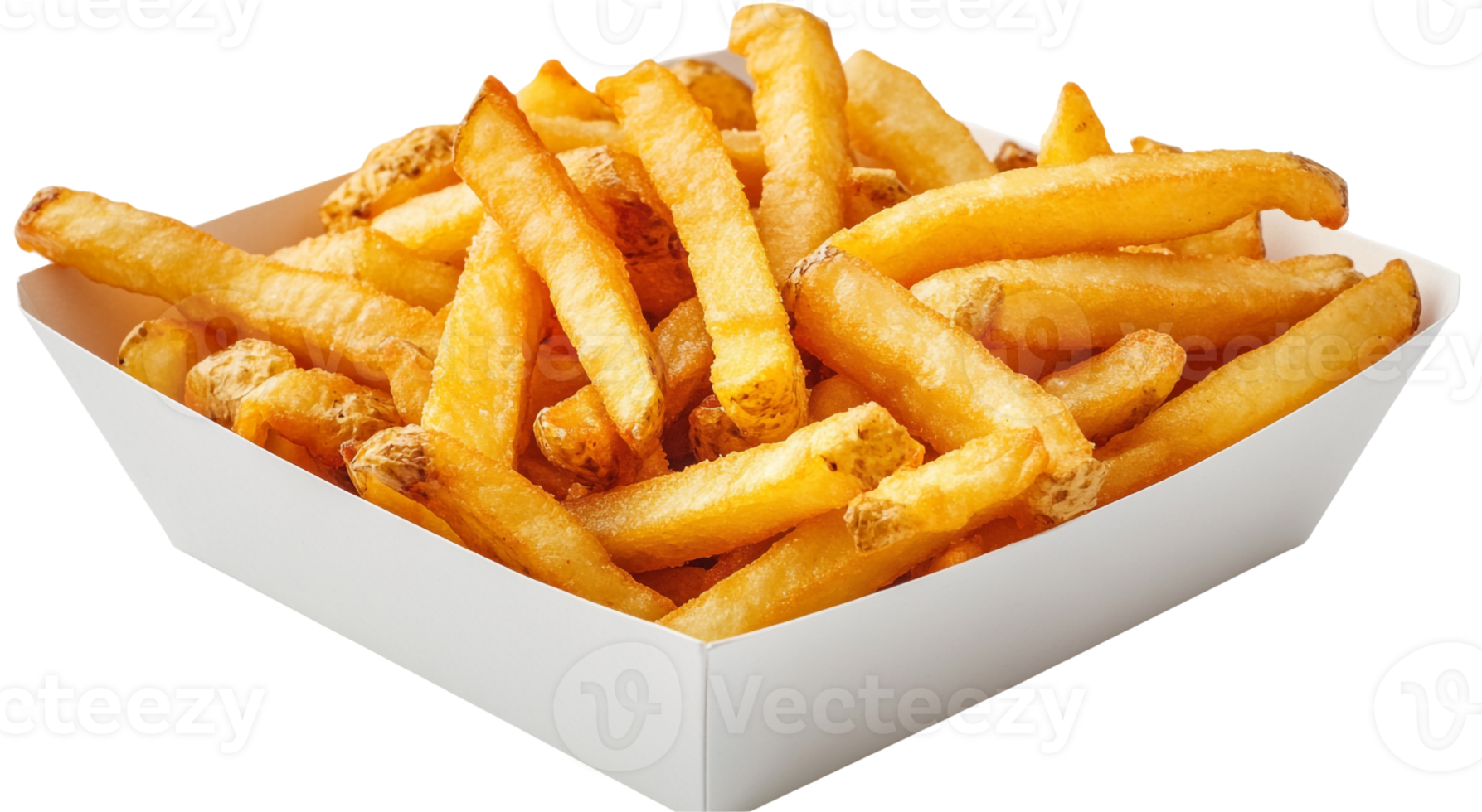 Golden French fries neatly packed in a paper box png