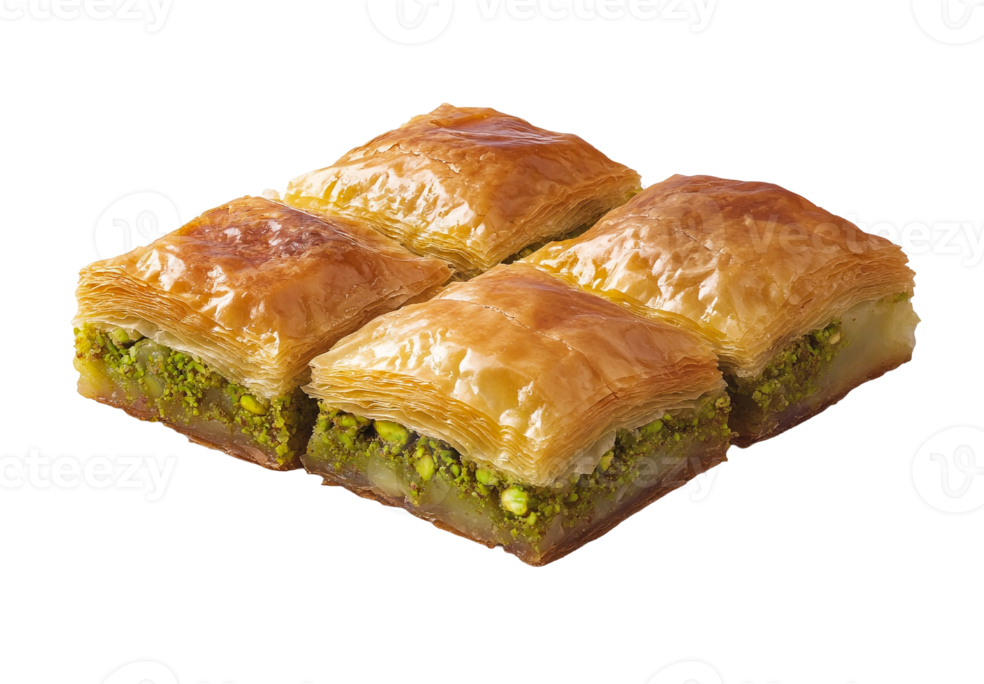 Square-shaped baklava with pistachio topping png