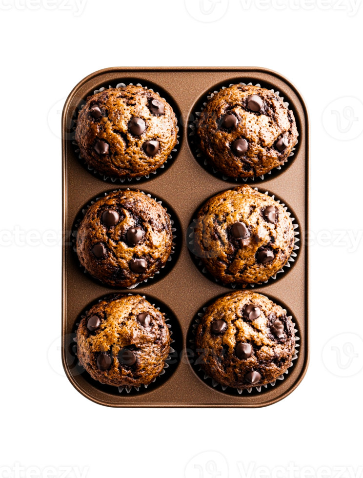 Muffins in a handleless rubber tray png