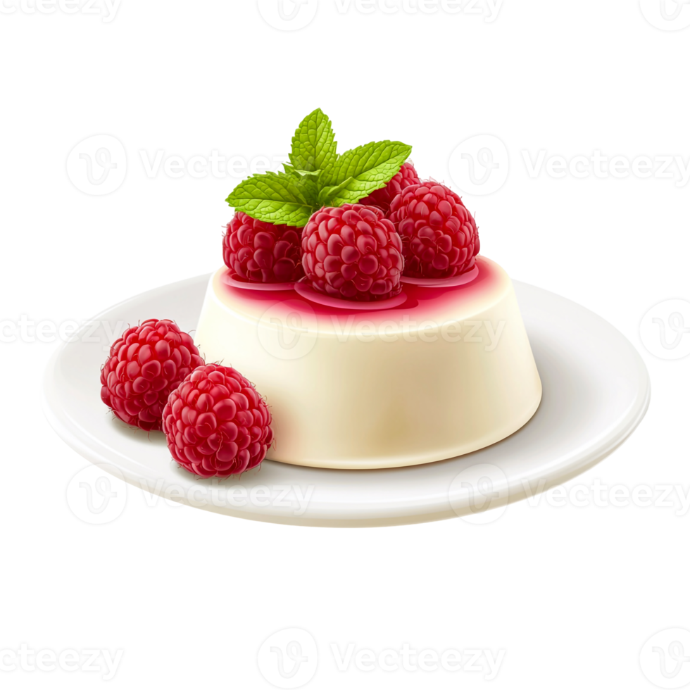 Raspberry panna cotta with a glossy finish png