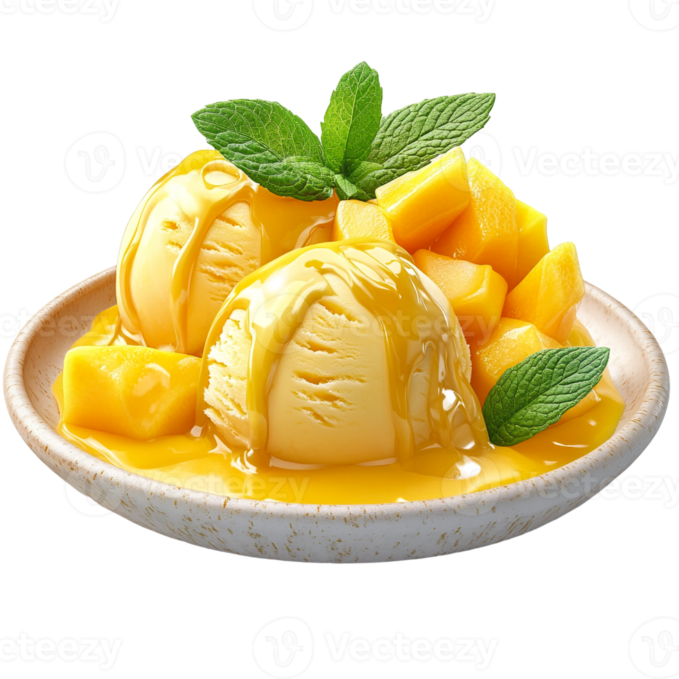 Mango dessert with mango ice cream presentation png