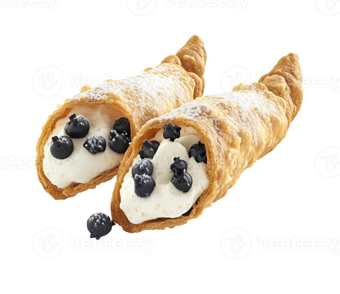 Fresh cannoli with sweet ricotta cream png