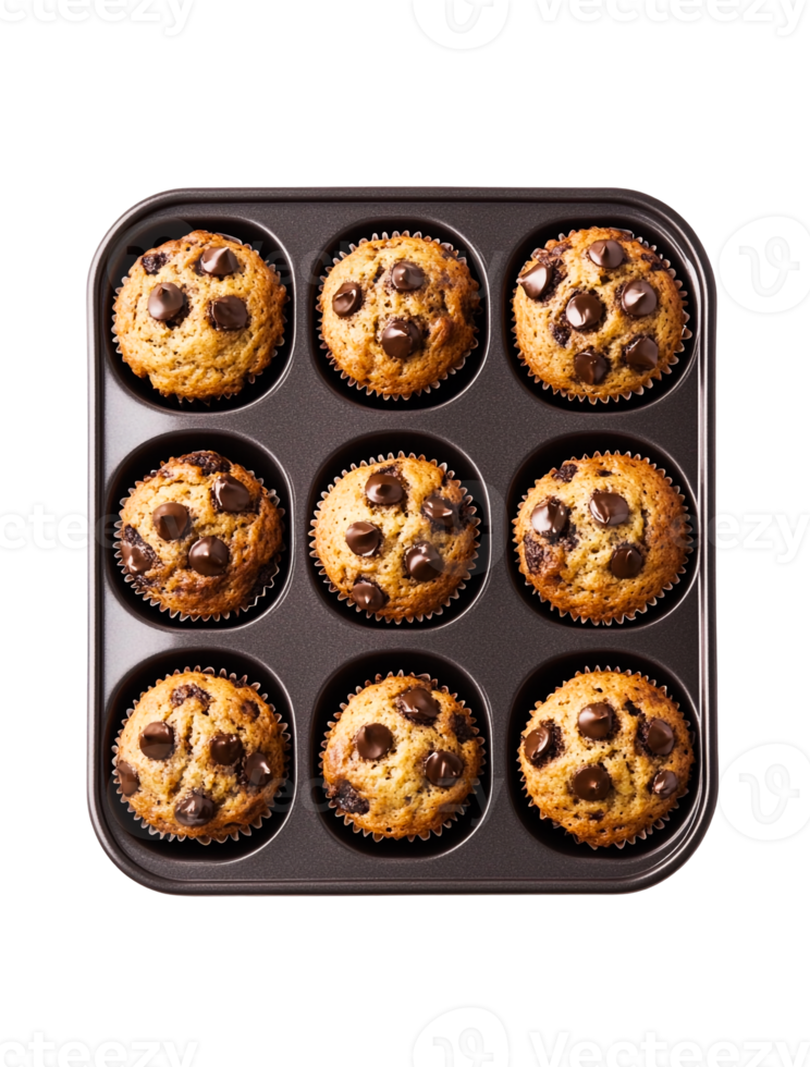 Golden muffins in a non-stick rubber tray png