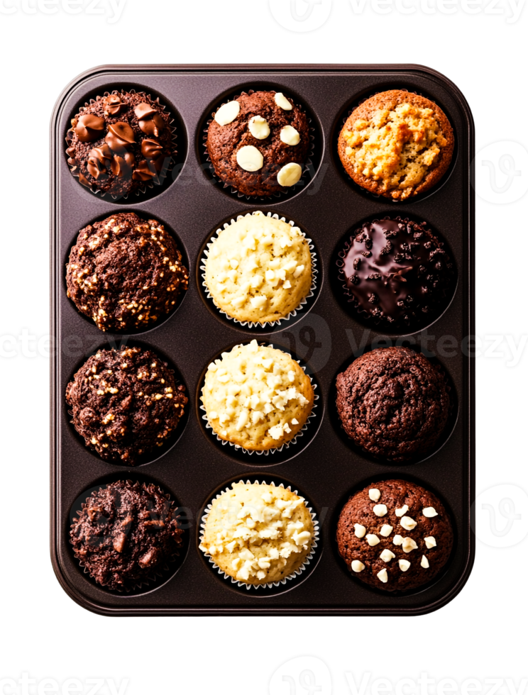 Warm, golden muffins in a rubber mold png