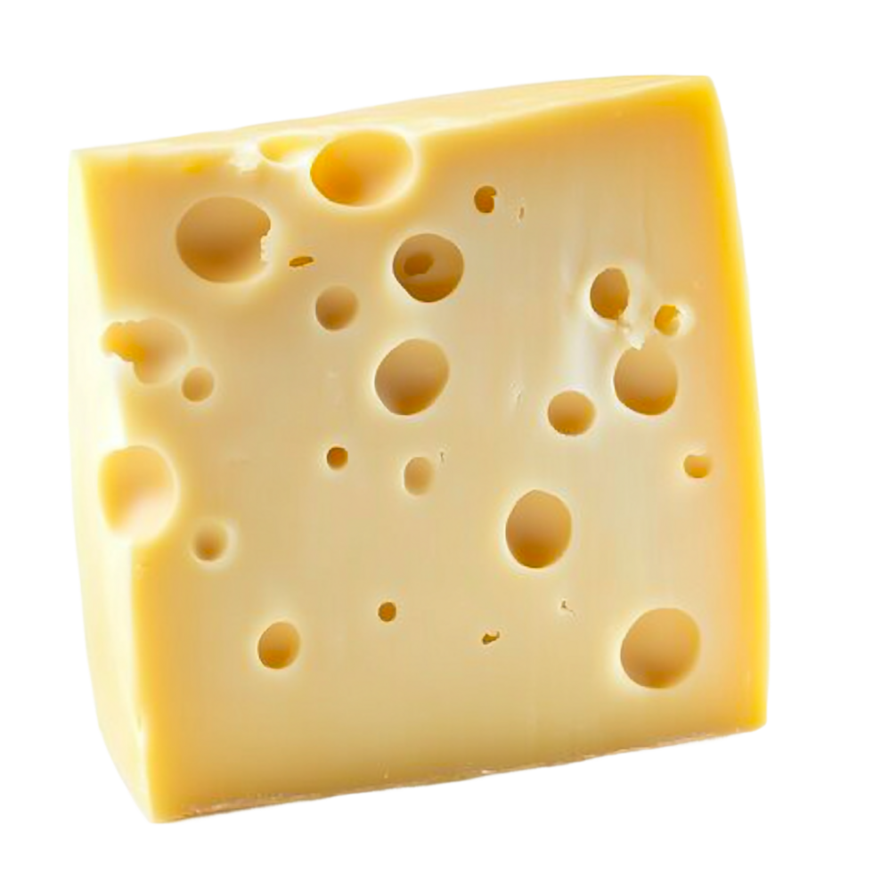 Cheese Block with Holes on Transparent Background png