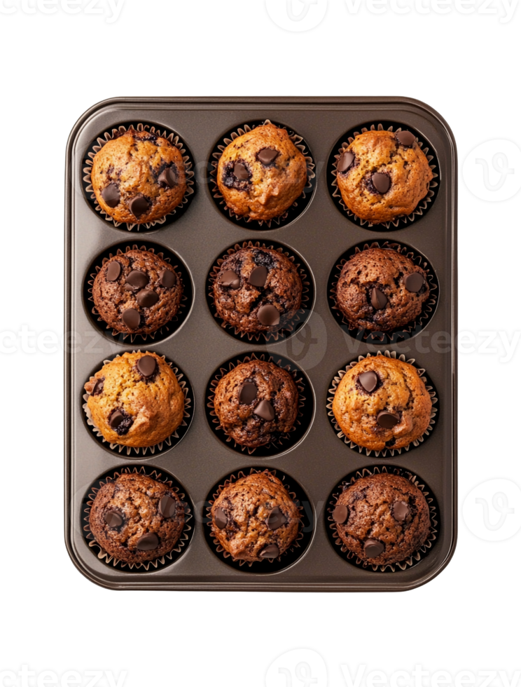 Muffins freshly baked in a non-stick tray png