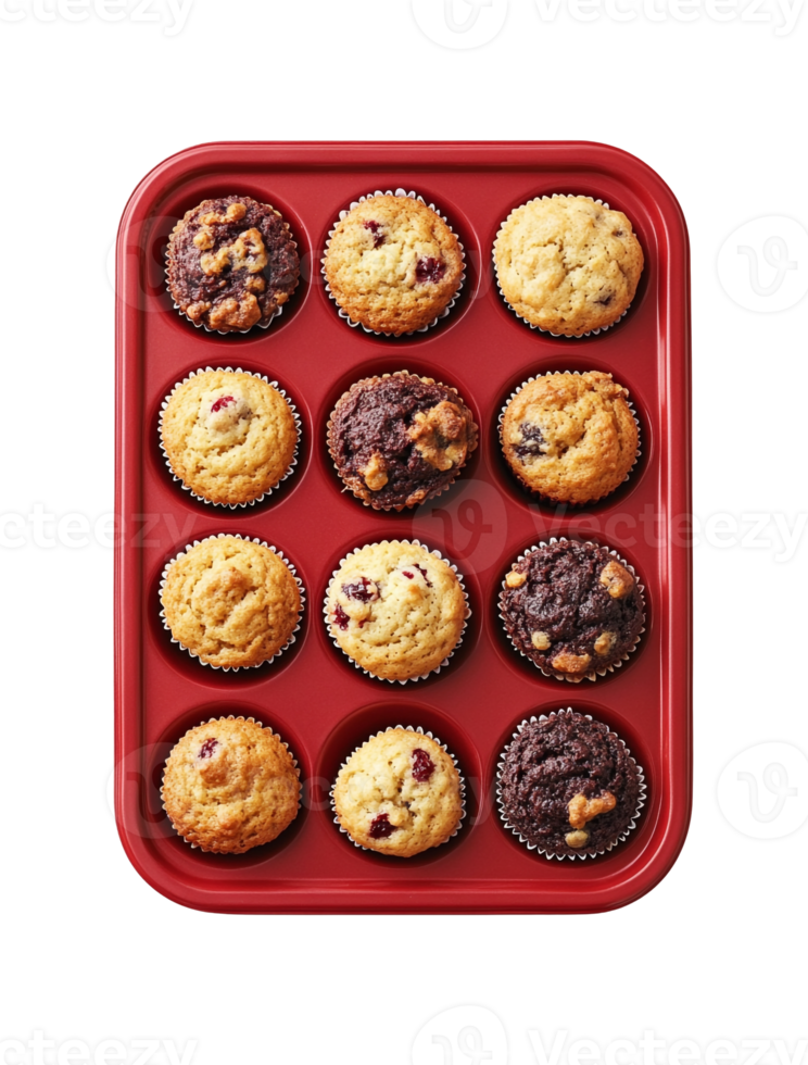 A rubber tray filled with muffins png