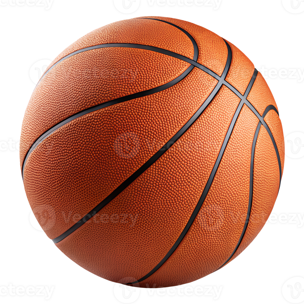 Black lines leather texture basketball isolated on transparent background png