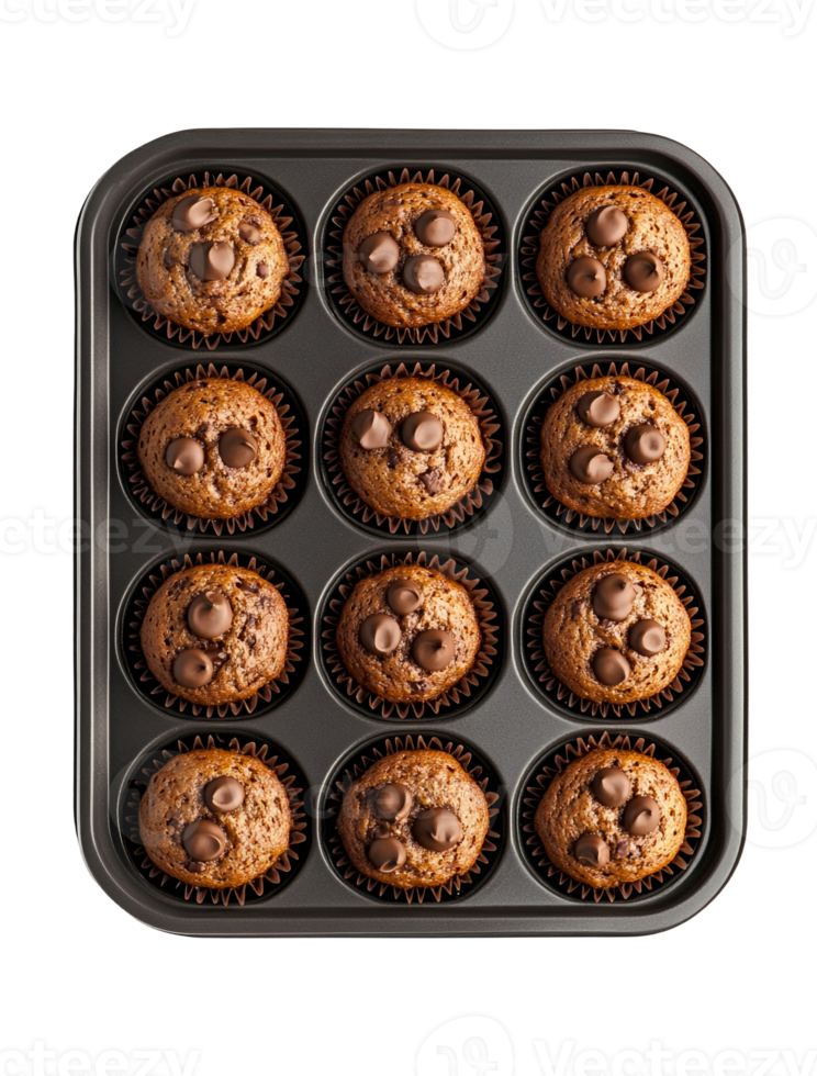 Muffins in a modern rubber baking tray png