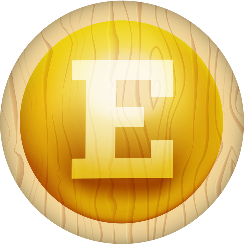 Letter E, 3D Circle Wood Label Lettering png