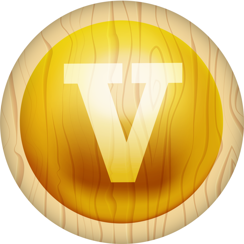 Letter V, 3D Circle Wood Label Lettering png