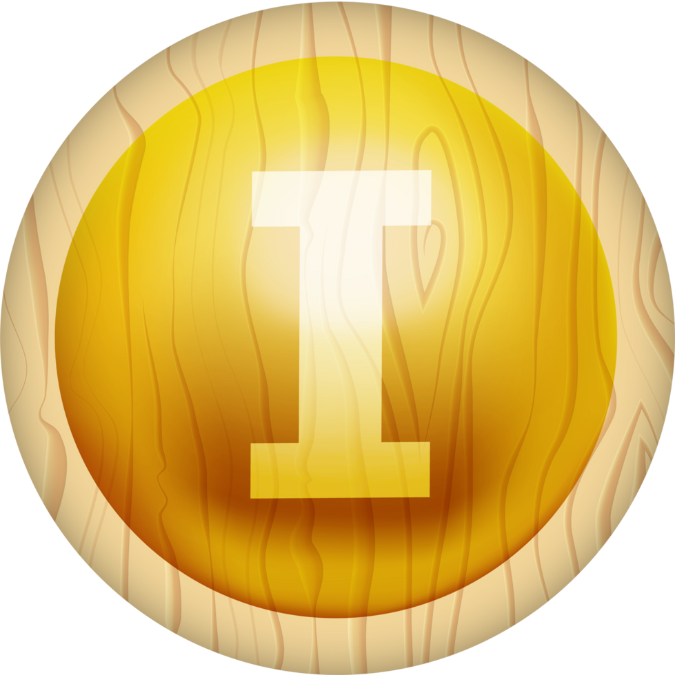 Letter I, 3D Circle Wood Label Lettering png