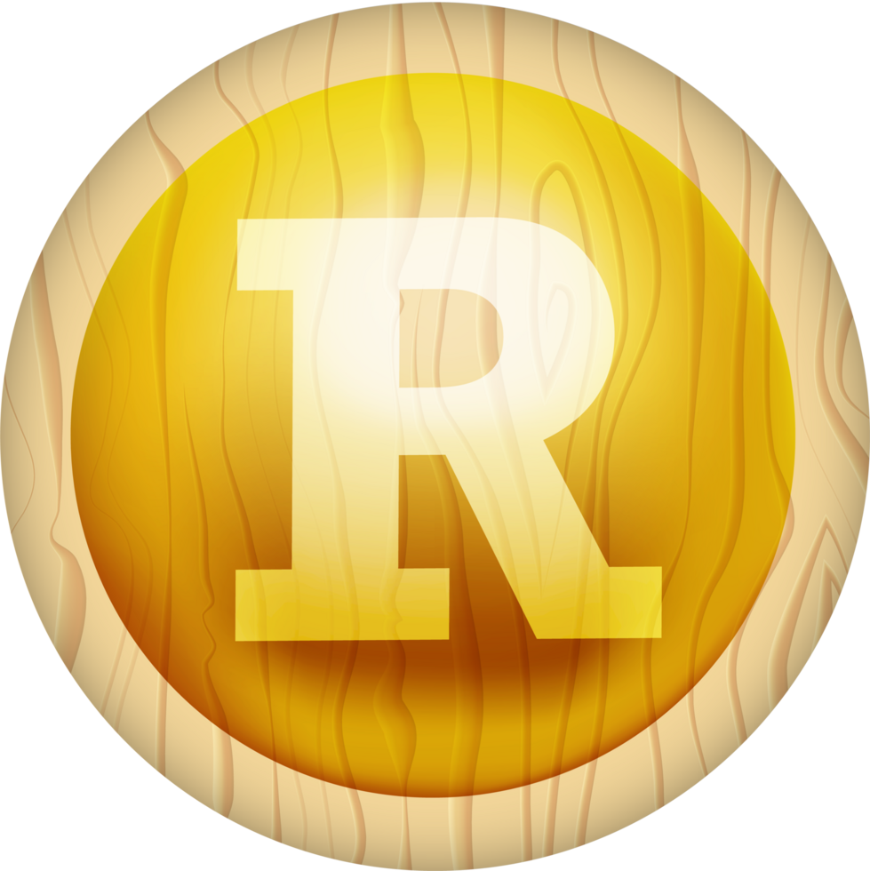 Letter R, 3D Circle Wood Label Lettering png