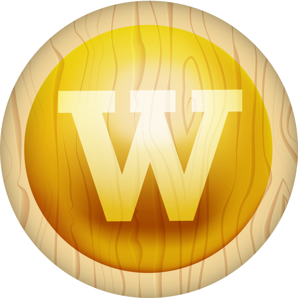 Letter W, 3D Circle Wood Label Lettering png