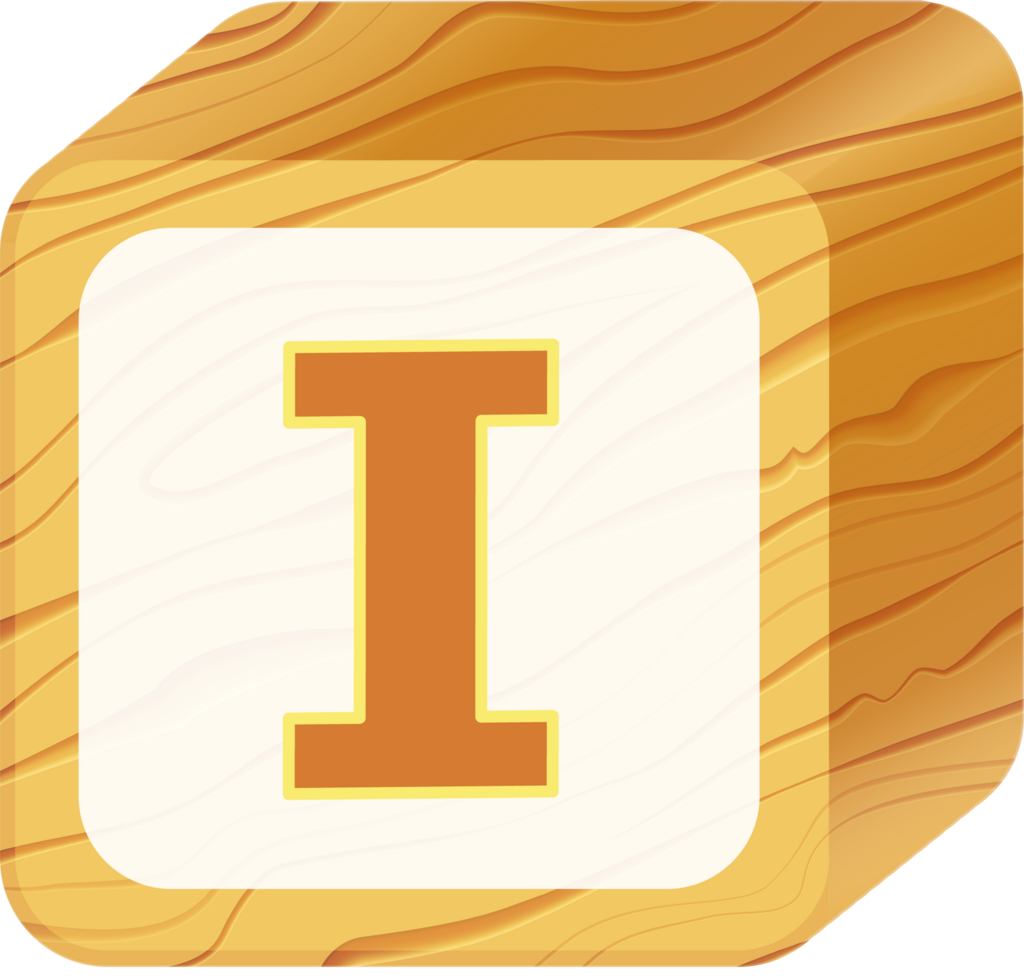 Letter I, 3D Retro toy wood block alphabet png