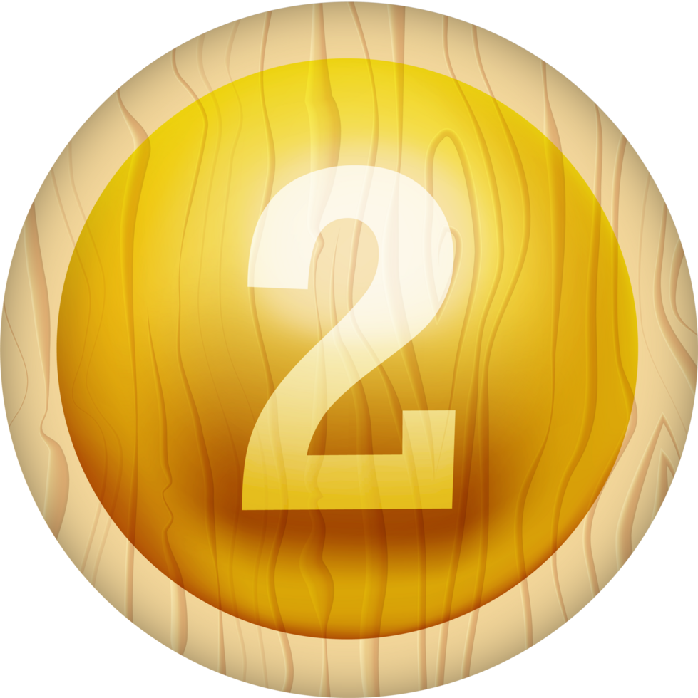 Number 2, 3D Circle Wood Label Lettering png