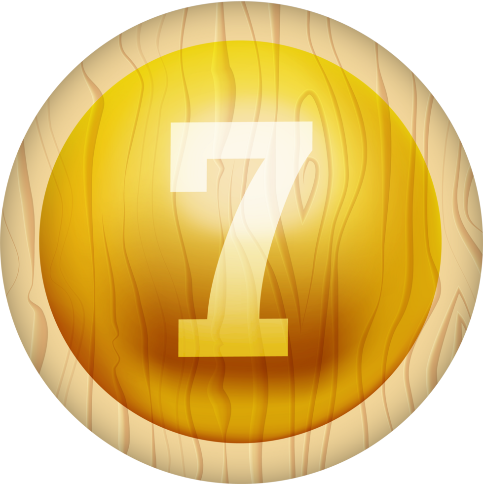 Number 7, 3D Circle Wood Label Lettering png