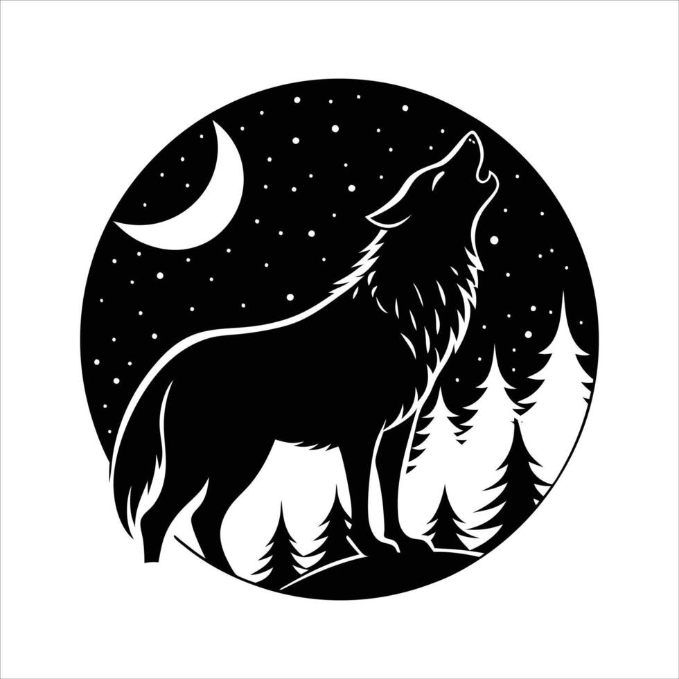 Samoyed Howling the Moon vector