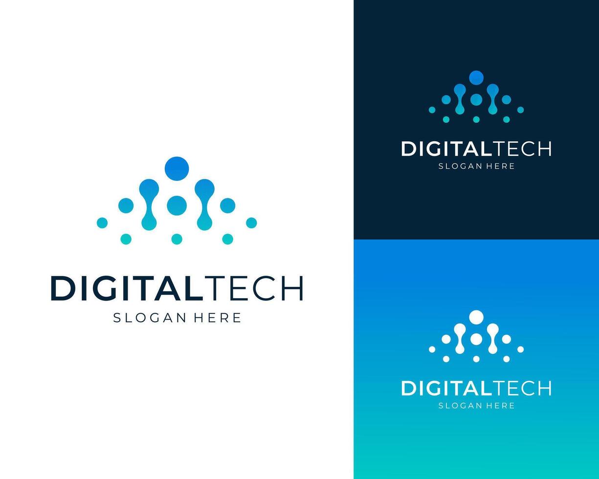 Molecule Molecular Connection Growth Digital Technology Innovation Logo Design Illustration vector